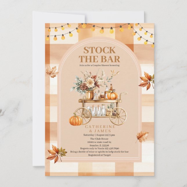 Fall String lights Stock The Bar Couple Shower  Invitation (Front)