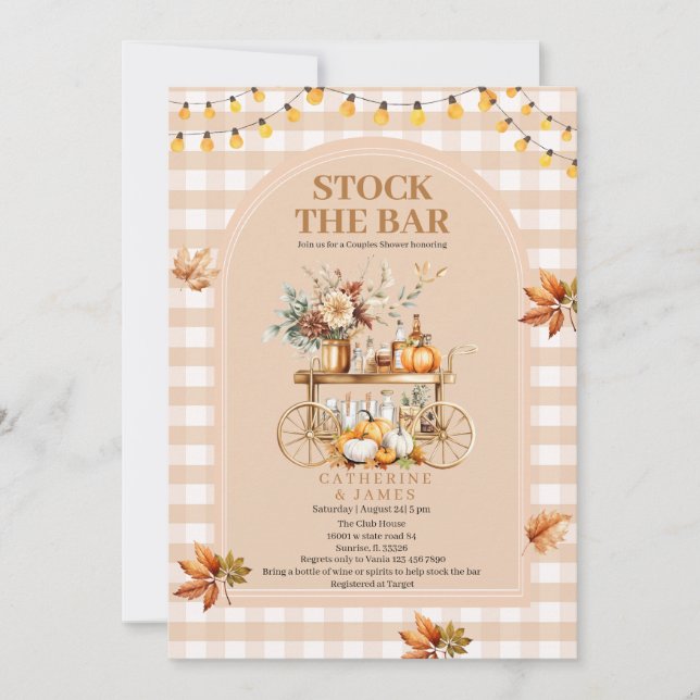 Fall String lights Stock The Bar Couple Shower  Invitation (Front)
