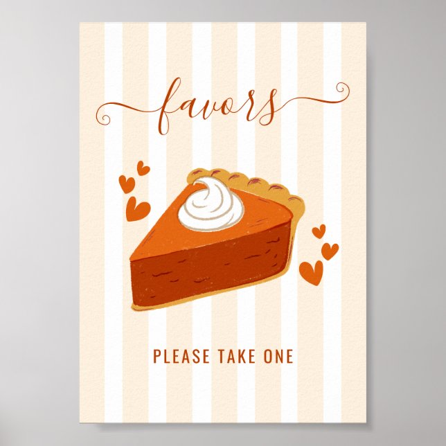 Fall Stripes Little Cutie Pie Favor Tabletop Sign  (Front)
