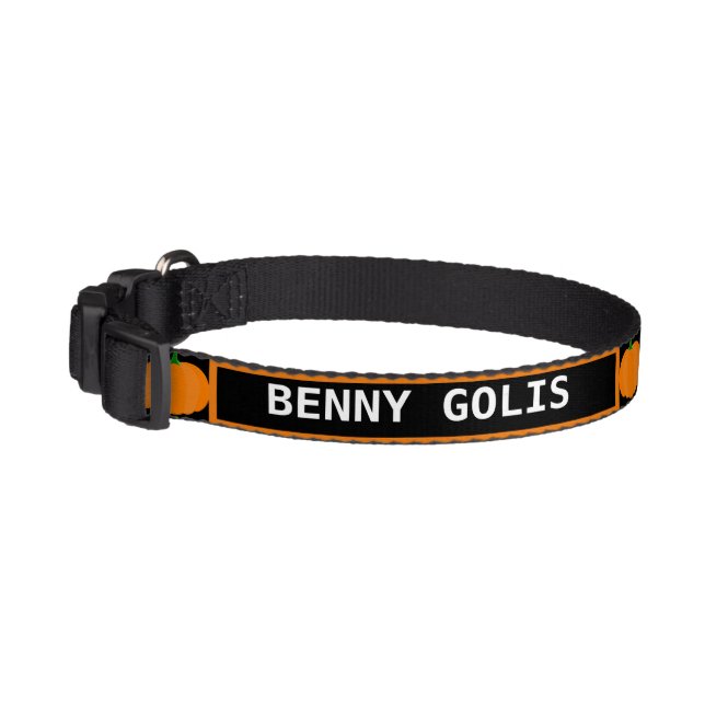 Fall Style Pumpkins on Black / Your Dogs Name Pet Collar (Left)