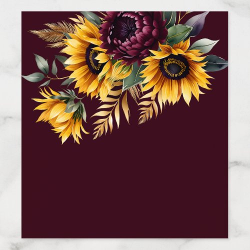 Fall summer wedding burgundy sunflowers envelope liner