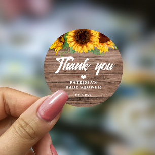 Fall Sunflower   Baby Shower Classic Round Sticker
