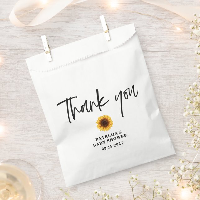 Fall Sunflower Baby Shower Favor Bag (Clipped)