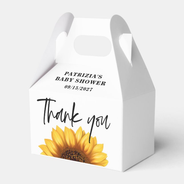Fall Sunflower Baby Shower Favor Boxes (Front Side)
