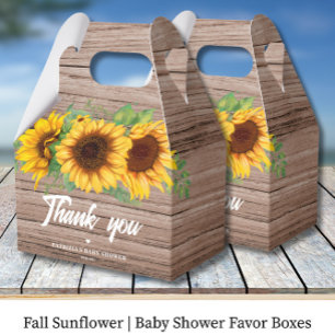 Fall Sunflower Baby Shower Favor Boxes
