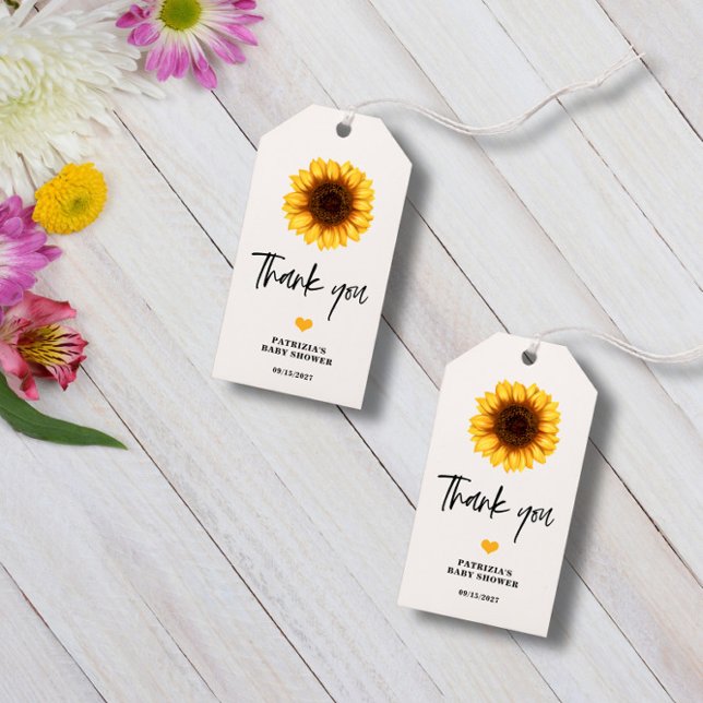Fall Sunflower Baby Shower Gift Tags (Creator Uploaded)