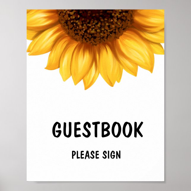 Fall Sunflower Baby Shower Guestbook Sign (Front)