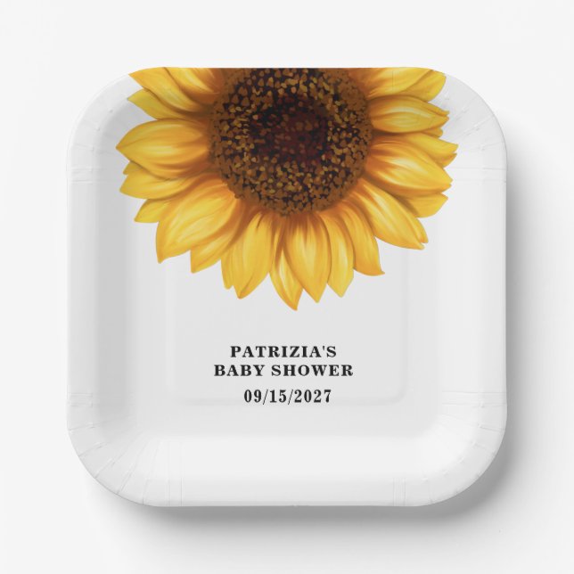 Fall Sunflower Baby Shower Paper Plates (Front)