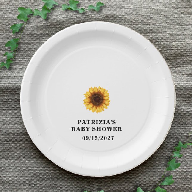 Fall Sunflower Baby Shower Paper Plates (Creator Uploaded)