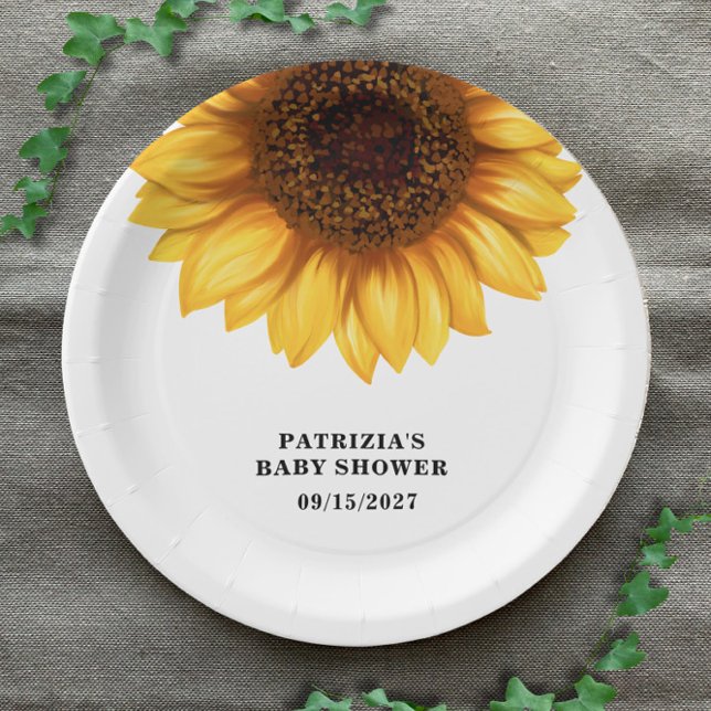 Fall Sunflower Baby Shower Paper Plates (Creator Uploaded)