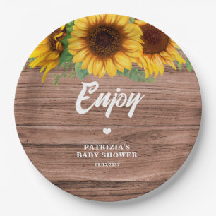 Fall Sunflower Baby Shower Paper Plates