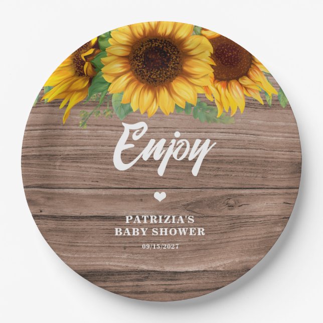 Fall Sunflower | Baby Shower Paper Plates (Front)