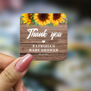 Fall Sunflower Baby Shower Square Sticker