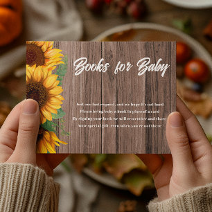Fall Sunflower Books for Baby Baby Shower Enclosure Card