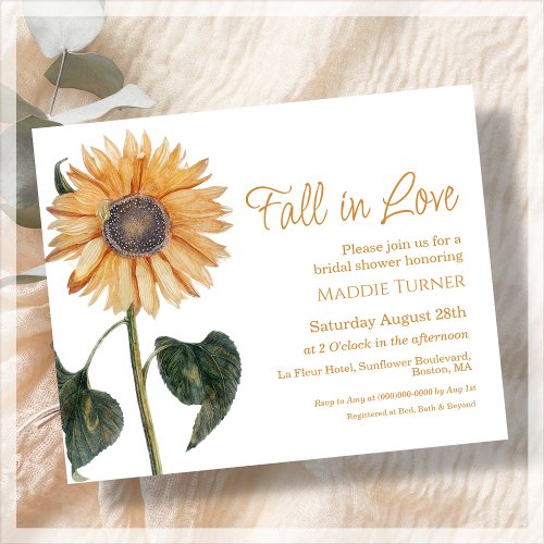 Fall Sunflower  Bridal Shower Budget Invitation