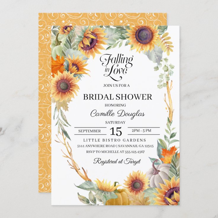 Fall Sunflower Bridal Shower Invitation | Zazzle