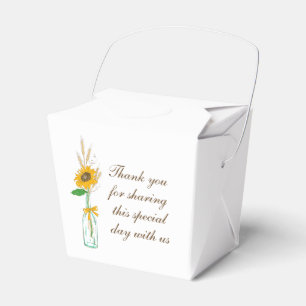 Fall Sunflower County Floral Wedding Thank You Favor Boxes