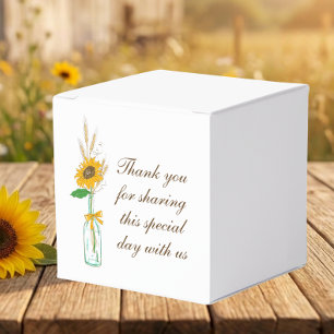 Fall Sunflower County Floral Wedding Thank You Favor Boxes