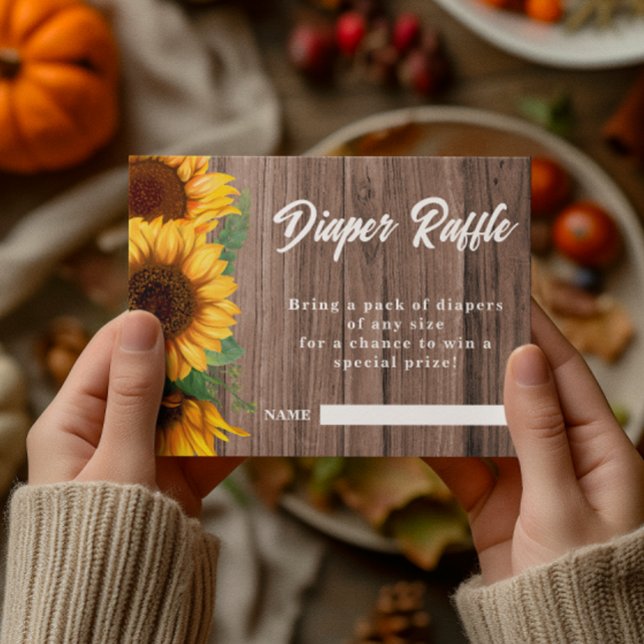 Fall Sunflower | Diaper Rafle| Baby Shower  Enclosure Card (Creator Uploaded)