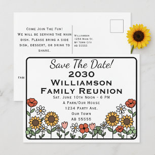 Fall Sunflower Family Reunion Gathering Holiday Postcard