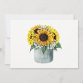 Fall Sunflower Floral Country Barn Wedding RSVP Invitation (Back)