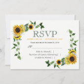 Fall Sunflower Floral Country Barn Wedding RSVP Invitation (Front)