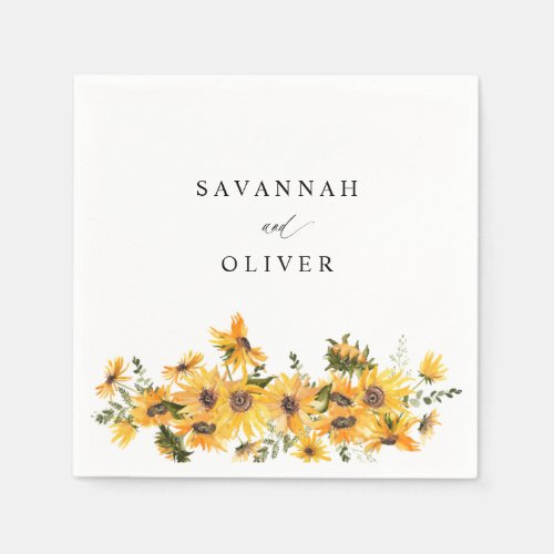 Fall Sunflower Floral Name Napkins 2