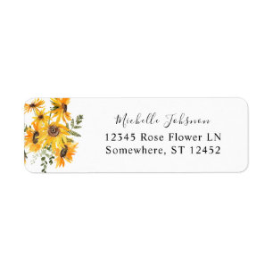 Fall Sunflower Floral Return Address Label