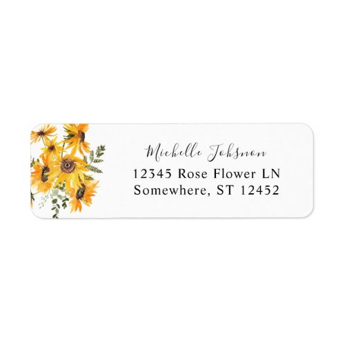 Fall Sunflower Floral Return Address Label