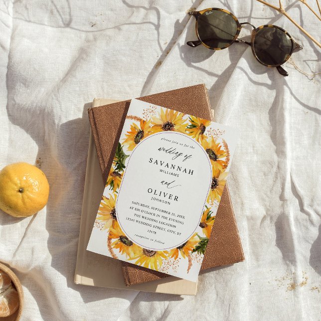 Fall Sunflower Floral Wedding - White Invitation (Creator Uploaded)