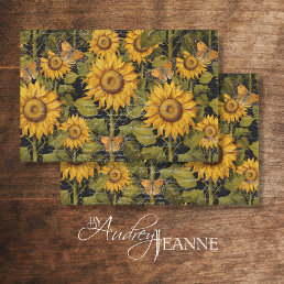 Fall Sunflower Flower Ephemera Butterfly Decoupage Tissue Paper