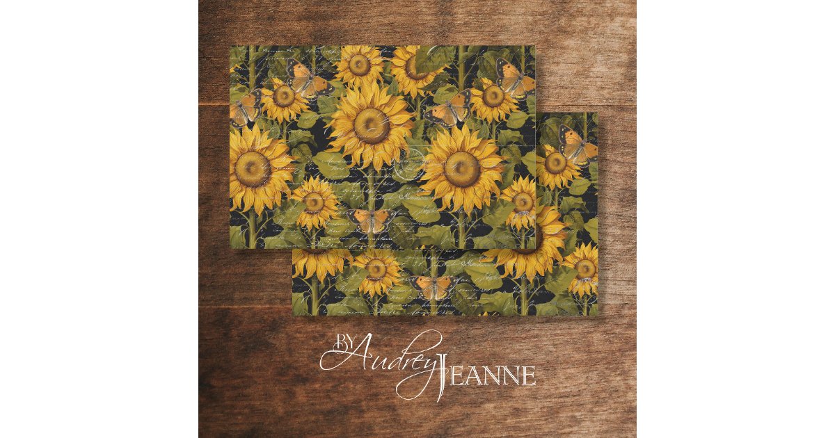 Fall Sunflower Flower Ephemera Butterfly Decoupage Tissue Paper | Zazzle