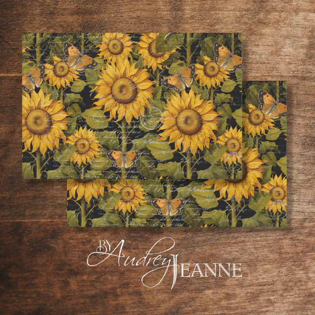 Fall Sunflower Flower Ephemera Butterfly Decoupage Tissue Paper | Zazzle