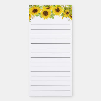 Fall Sunflower Garden Border Magnetic Notepad