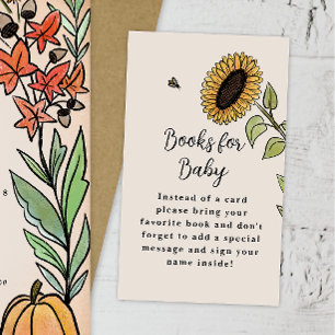 Fall Sunflower Harvest Baby Shower Book Request Enclosure Card