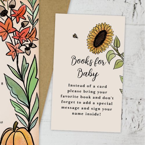 Fall Sunflower Harvest Baby Shower Book Request Enclosure Card