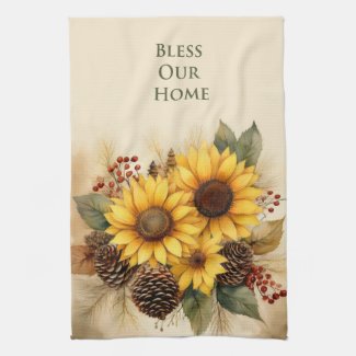 Fall Sunflower Kitchen Towel