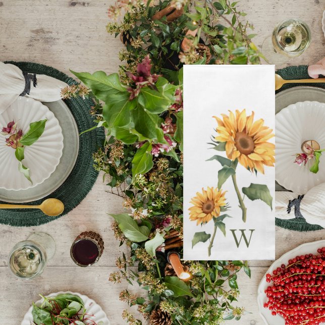 Fall Sunflower Personalized Monogram  Cloth Napkin (Creator Uploaded)