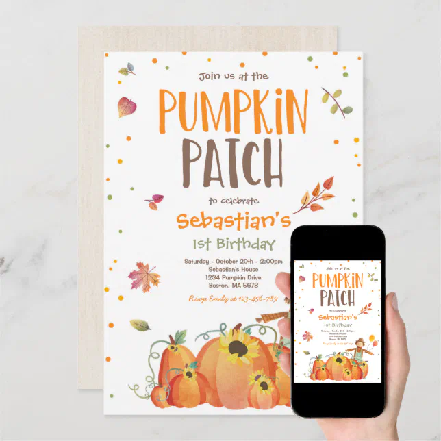 Fall Sunflower Pumpkin Birthday Pumpkin Patch Invitation | Zazzle