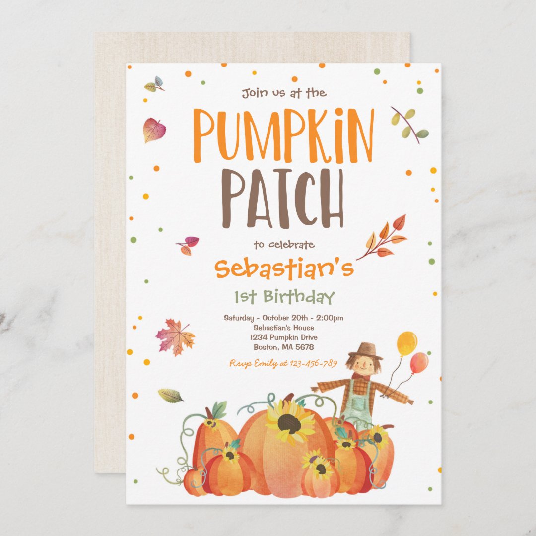 Fall Sunflower Pumpkin Birthday Pumpkin Patch Invitation | Zazzle