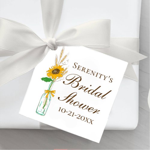 Fall Sunflower Rustic Yellow Floral Bridal Shower  Favor Tags