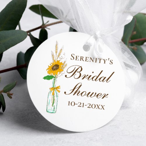 Fall Sunflower Rustic Yellow Floral Bridal Shower  Favor Tags
