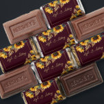 Fall sunflower wedding edible favors personalized<br><div class="desc">Fall summer sunflower wedding edible favors Burgundy and yellow sunflowers greenery burgundy background gold frame boho rustic floral wedding favors personalized mini chocolates</div>