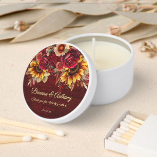 Fall sunflower wedding favors monogrammed mini candle favors