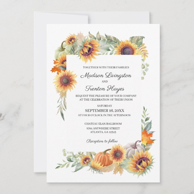 Fall Sunflower Wedding Invitation (Front)