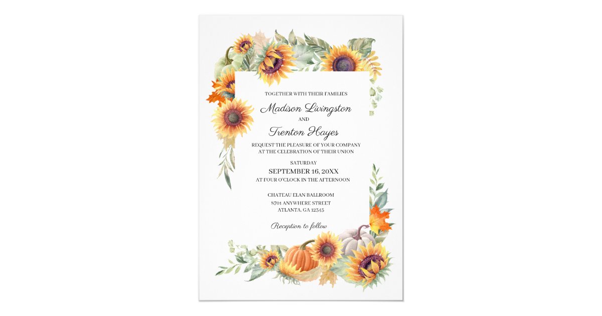 Fall Sunflower Wedding Invitation