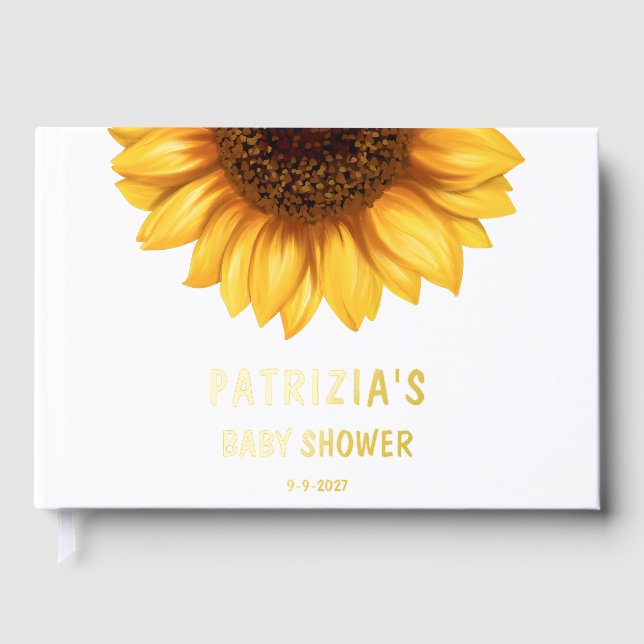 Fall Sunflower Welcome Baby Shower Foil Guest Book (Front)
