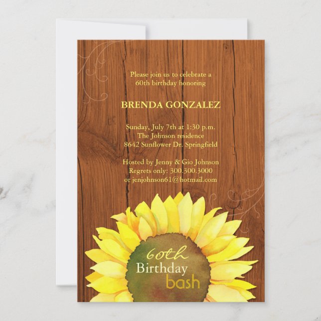 Fall Sunflowers 60th Birthday Party Invitation (Front)