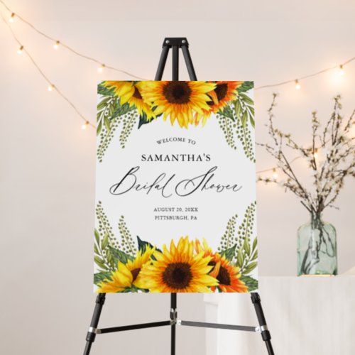 Fall Sunflowers and Greenery Bridal Shower Welcome Foam Board