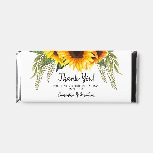 Fall Sunflowers and Greenery Wedding Thank You Hershey Bar Favors